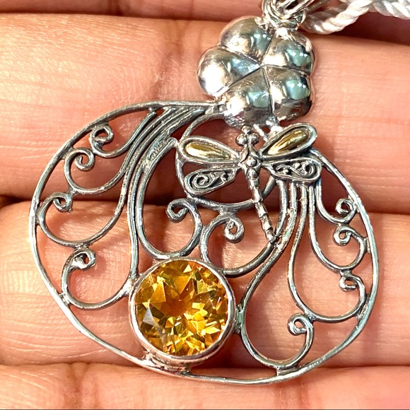 New Samuel B. Citrine, Sterling & 18k Gold Pendant - Picture 6 of 9